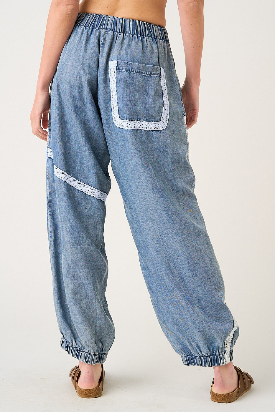 Lace Patchwork Chambray Boho Pants