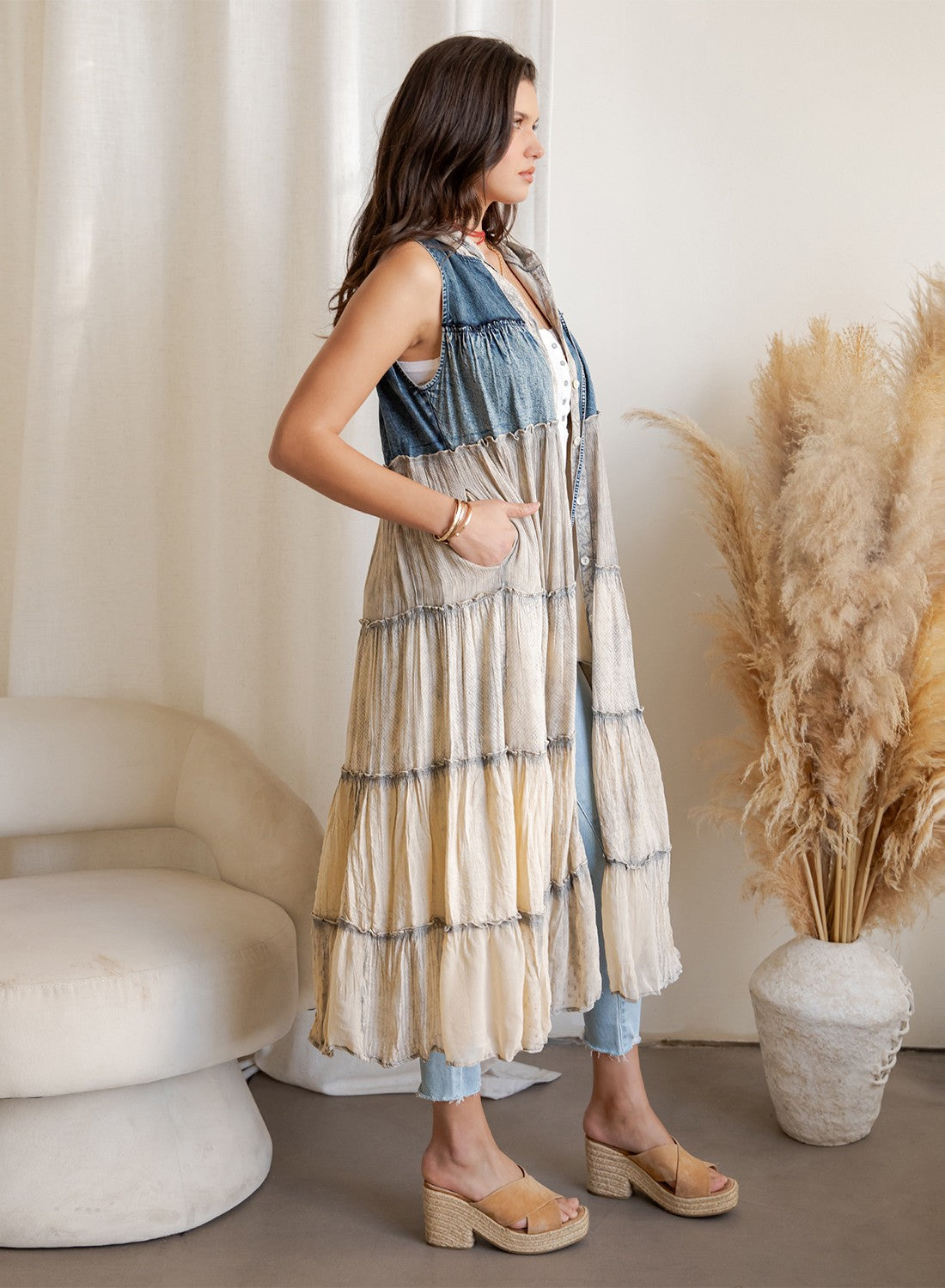 Havenly Hoodie Duster Dress in Denim