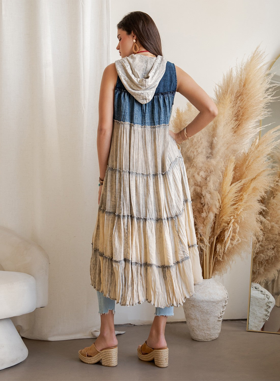 Havenly Hoodie Duster Dress in Denim