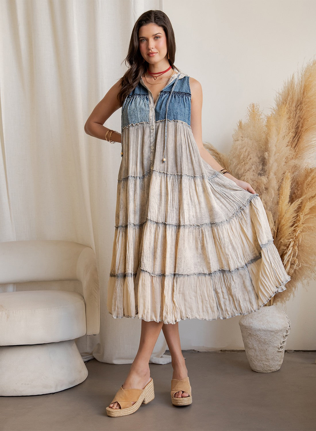Havenly Hoodie Duster Dress in Denim