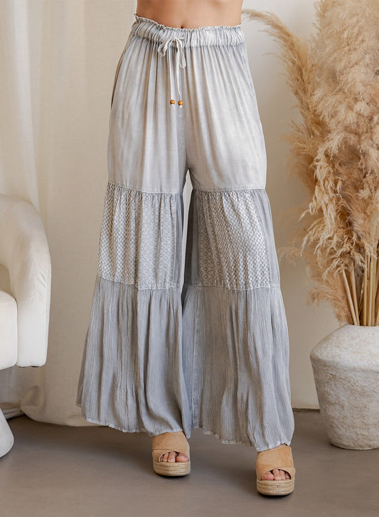 Back To Boho Grey Patchwork Pants