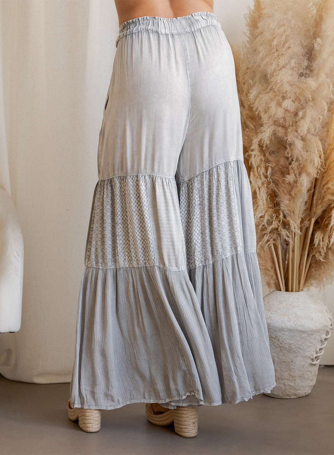 Back To Boho Grey Patchwork Pants