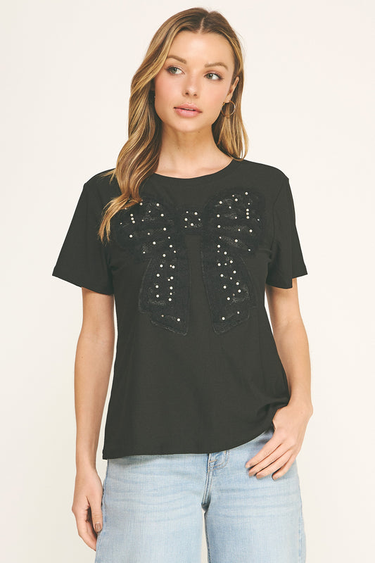 Lace Bling Bow T-Shirt
