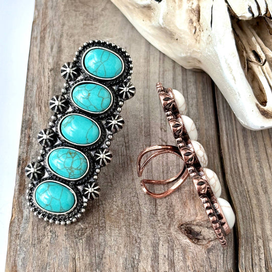 5-In-A-Row Turquoise Stone Ring