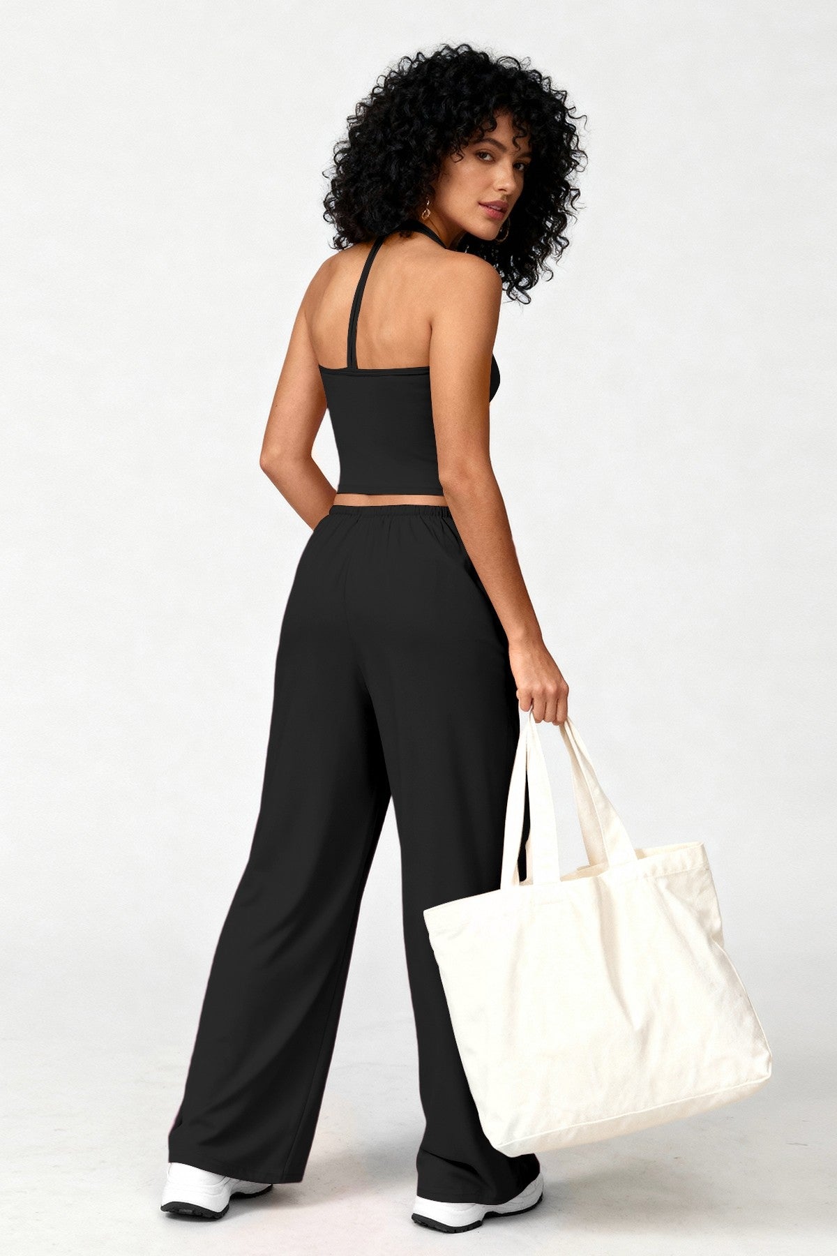 BLACK LOUNGEWEAR TANK & PANTS SET