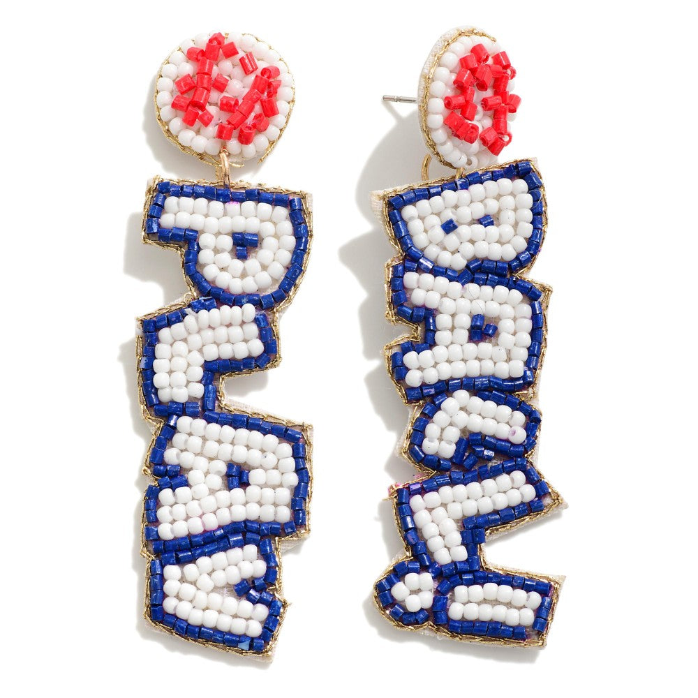 PLAY BALL BASEBALL MOM Sports Theme Beaded Earrings