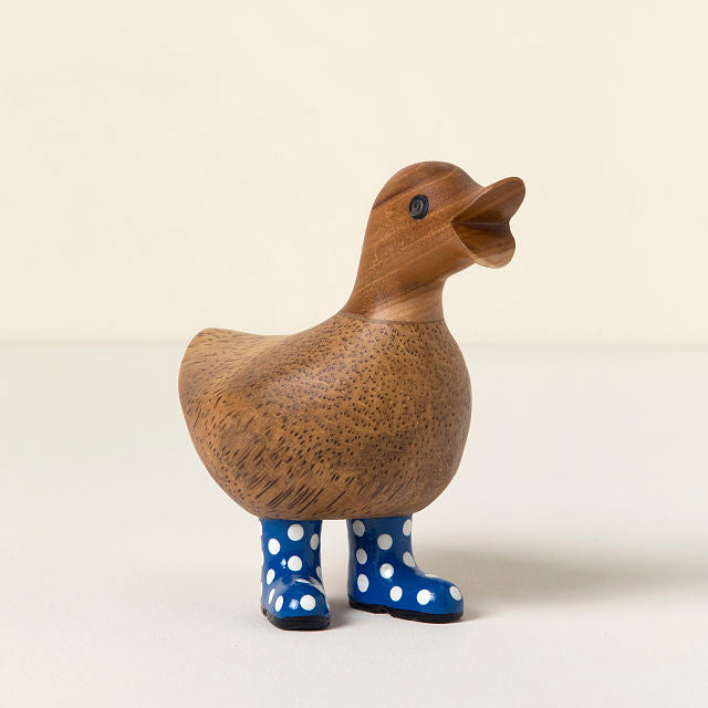 Solid Bamboo Wood Wellies Garden Ducks