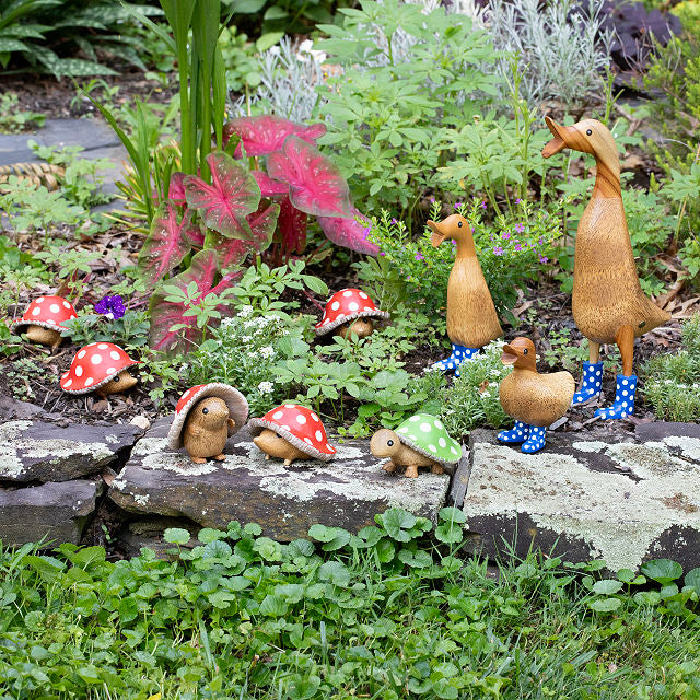 Solid Bamboo Wood Wellies Garden Ducks