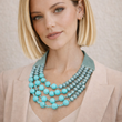 Becca Aqua Chunky Beaded Magnetic Collar Necklace