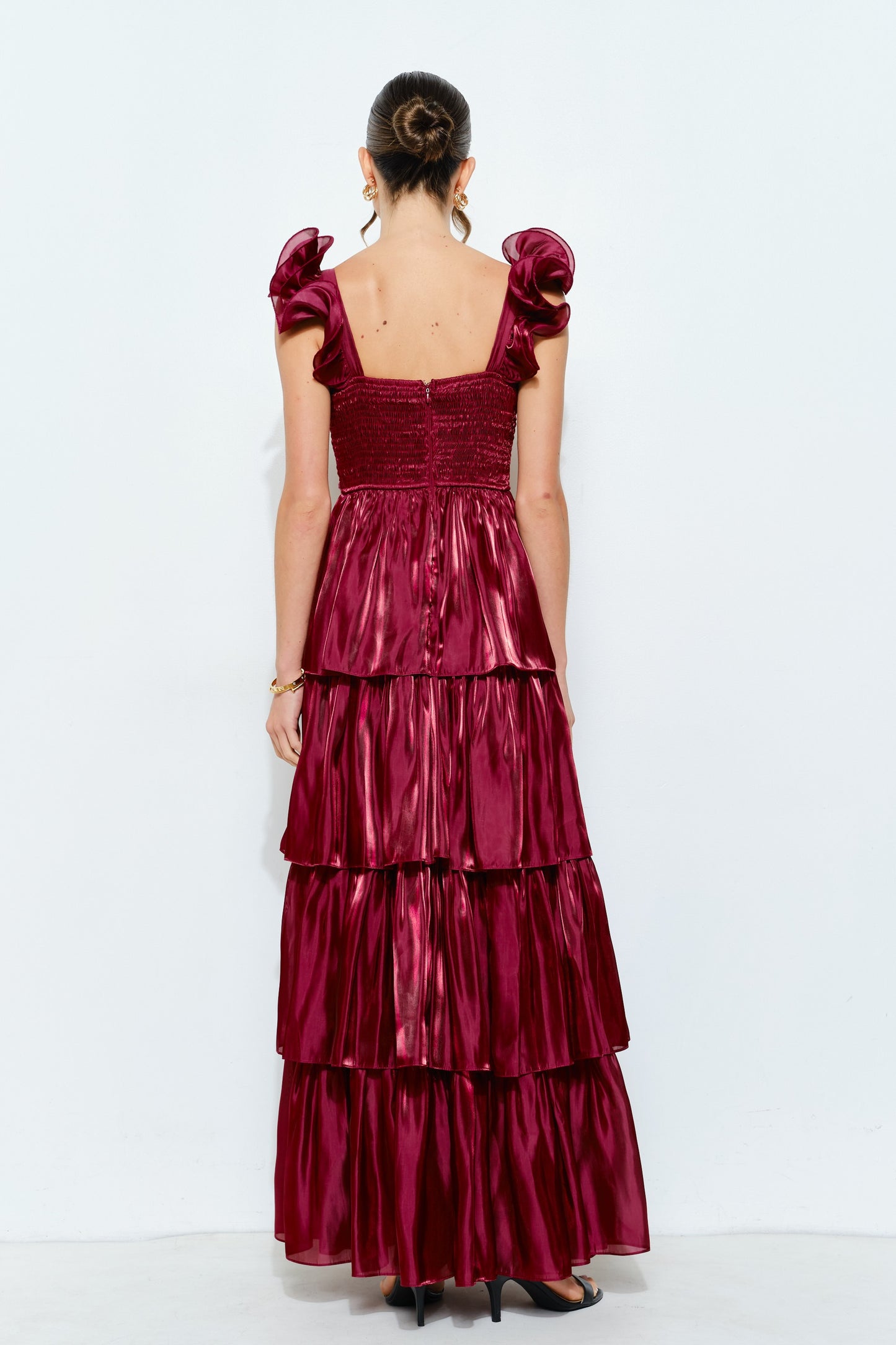 BELLE OF THE BALL BURGUNDY MAXI DRESS