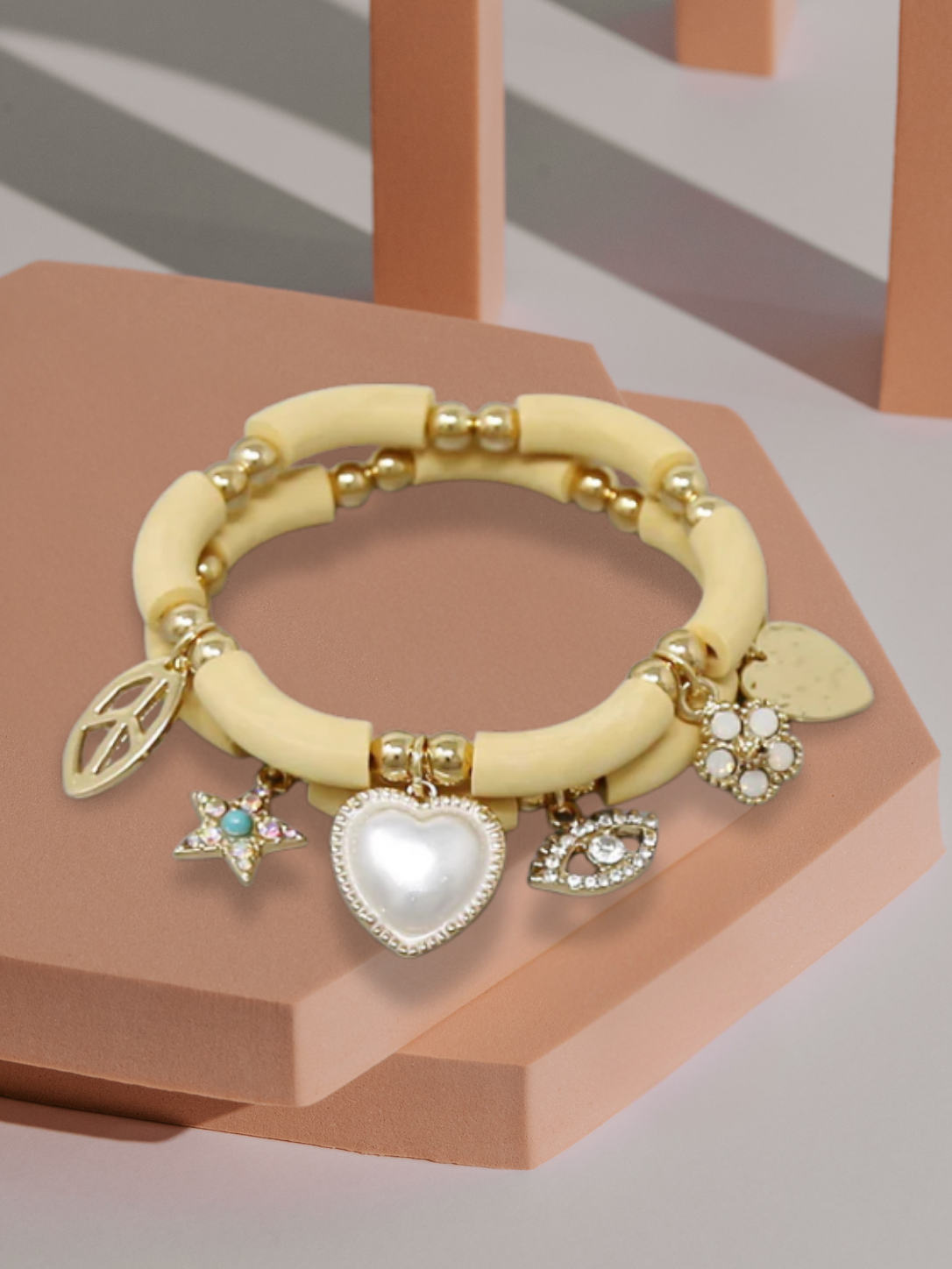 Peace and Protection Wood Bead Bracelet Set