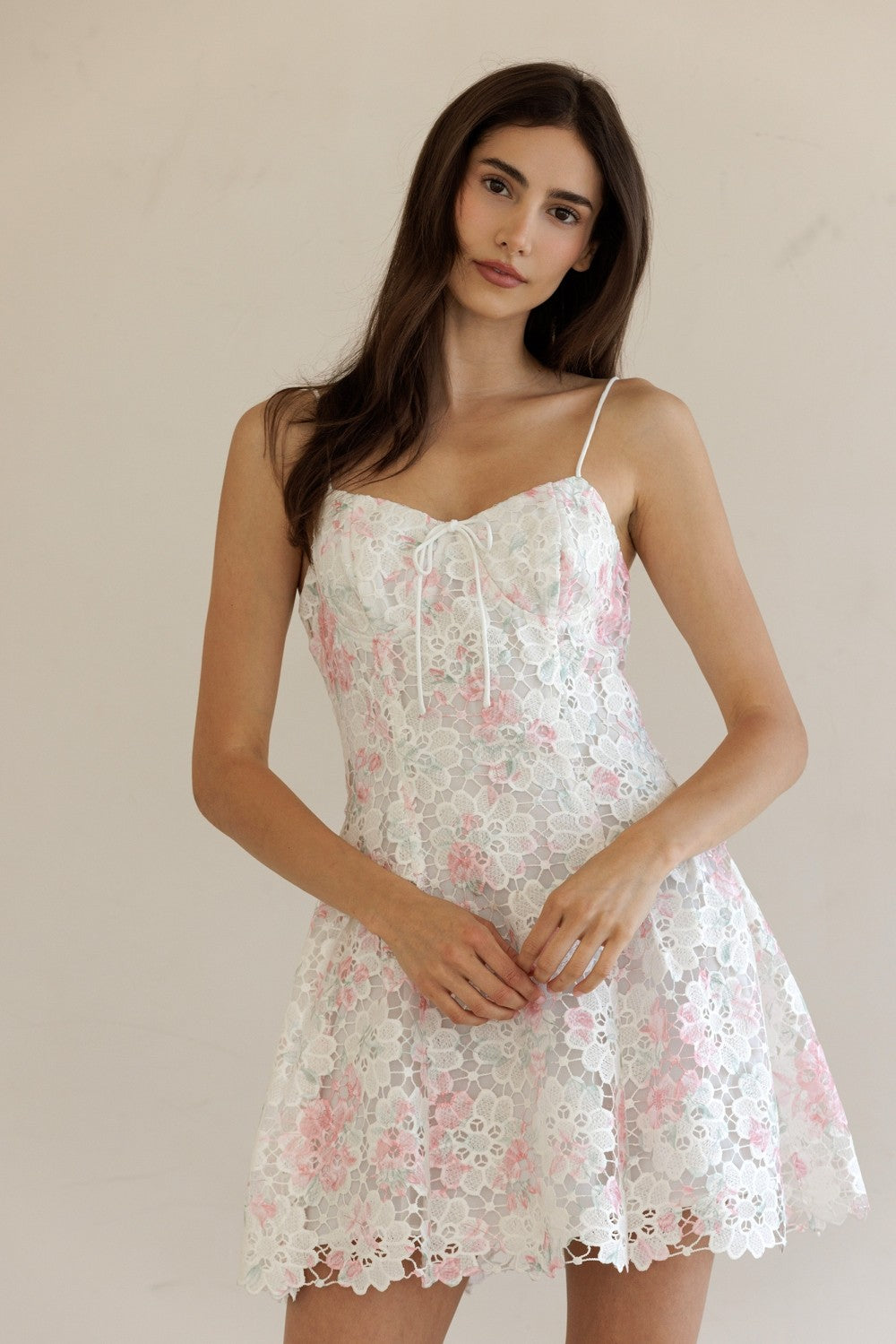 Cherry Blossom White Lace Mini Dress