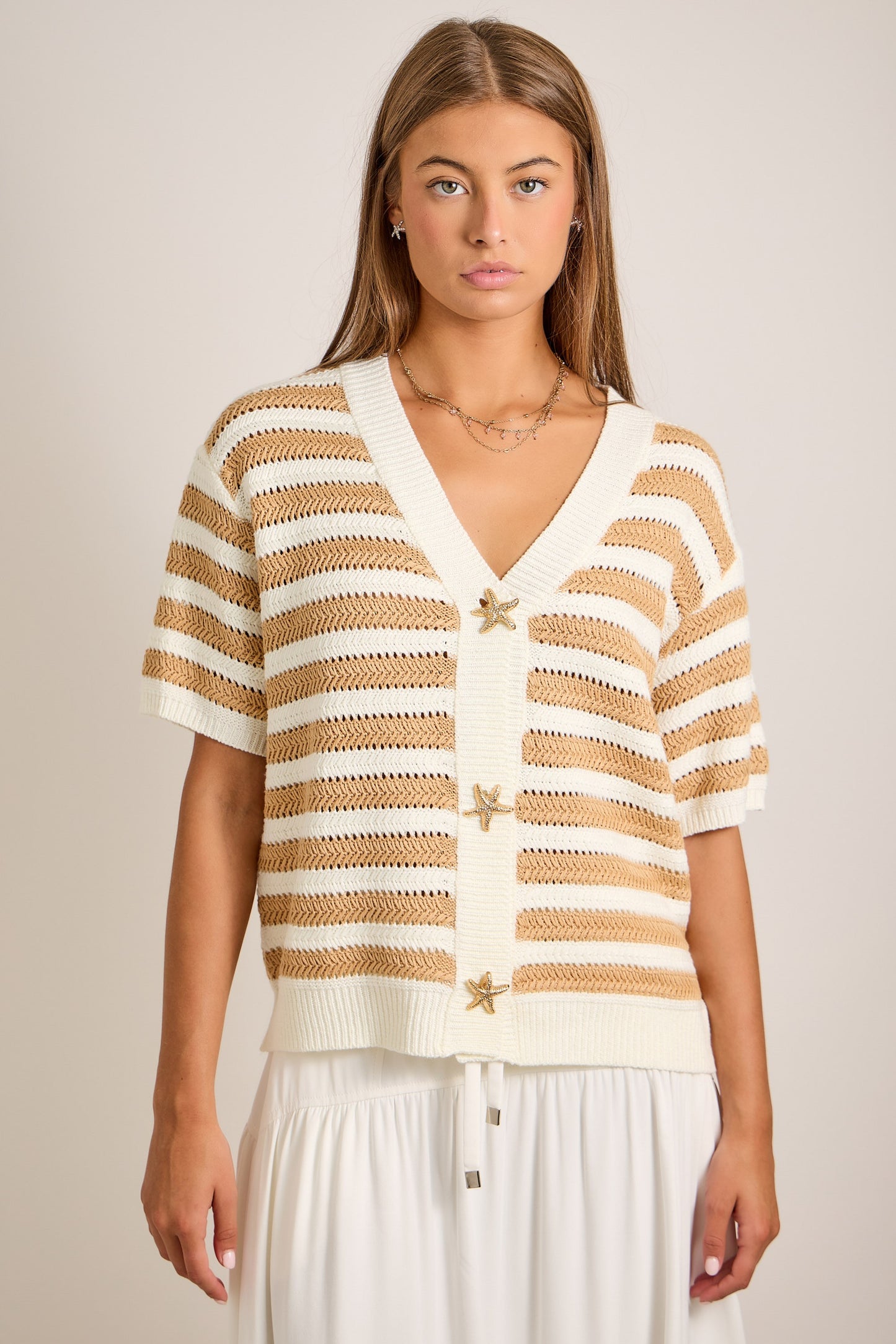 Starfish Wishes Nautical Striped Cardigan