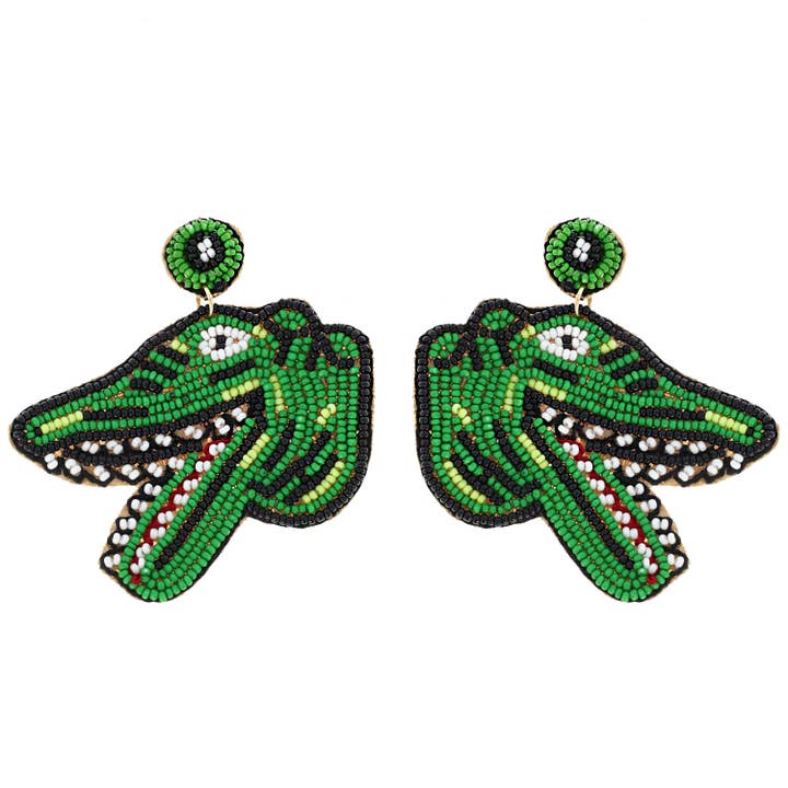 Alligator Crocodile Beaded Earrings