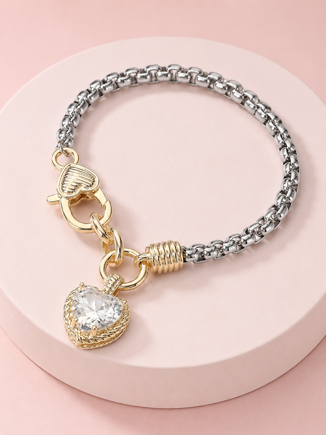 Heart To Heart Two-Tone Charm Bracelet