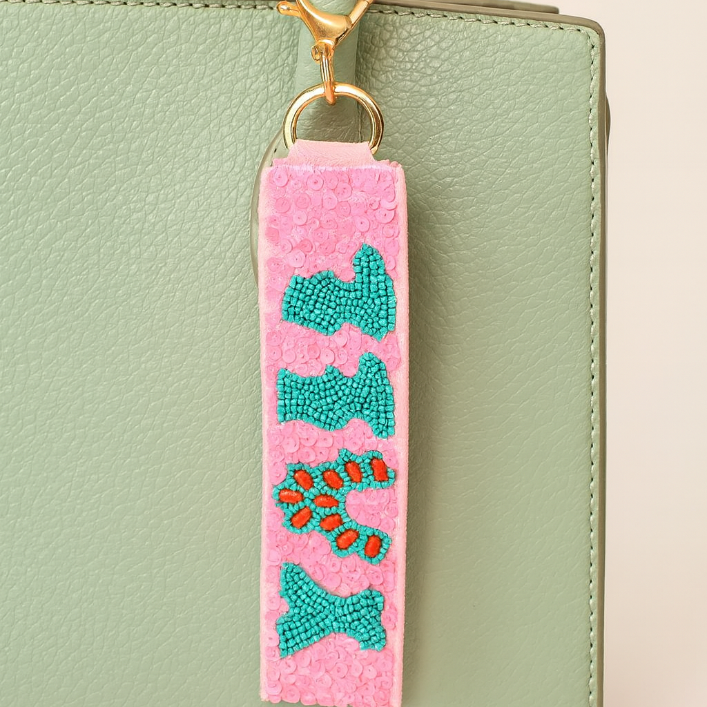 Y'ALL Western Seed Beaded Lanyard Keychain