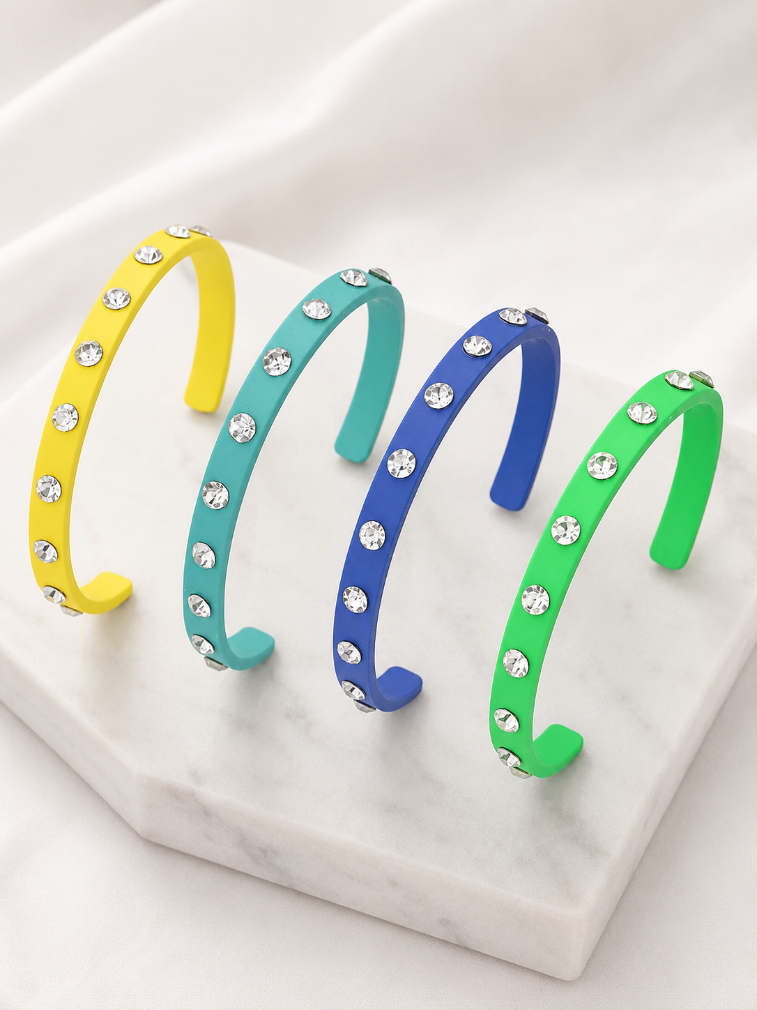 Rhinestone Embellished Color Cuff Bracelet