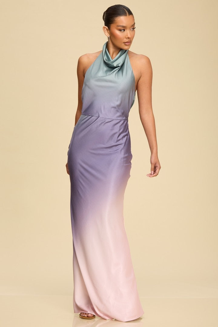 Shimmer Shift Ombre Maxi Dress Gown