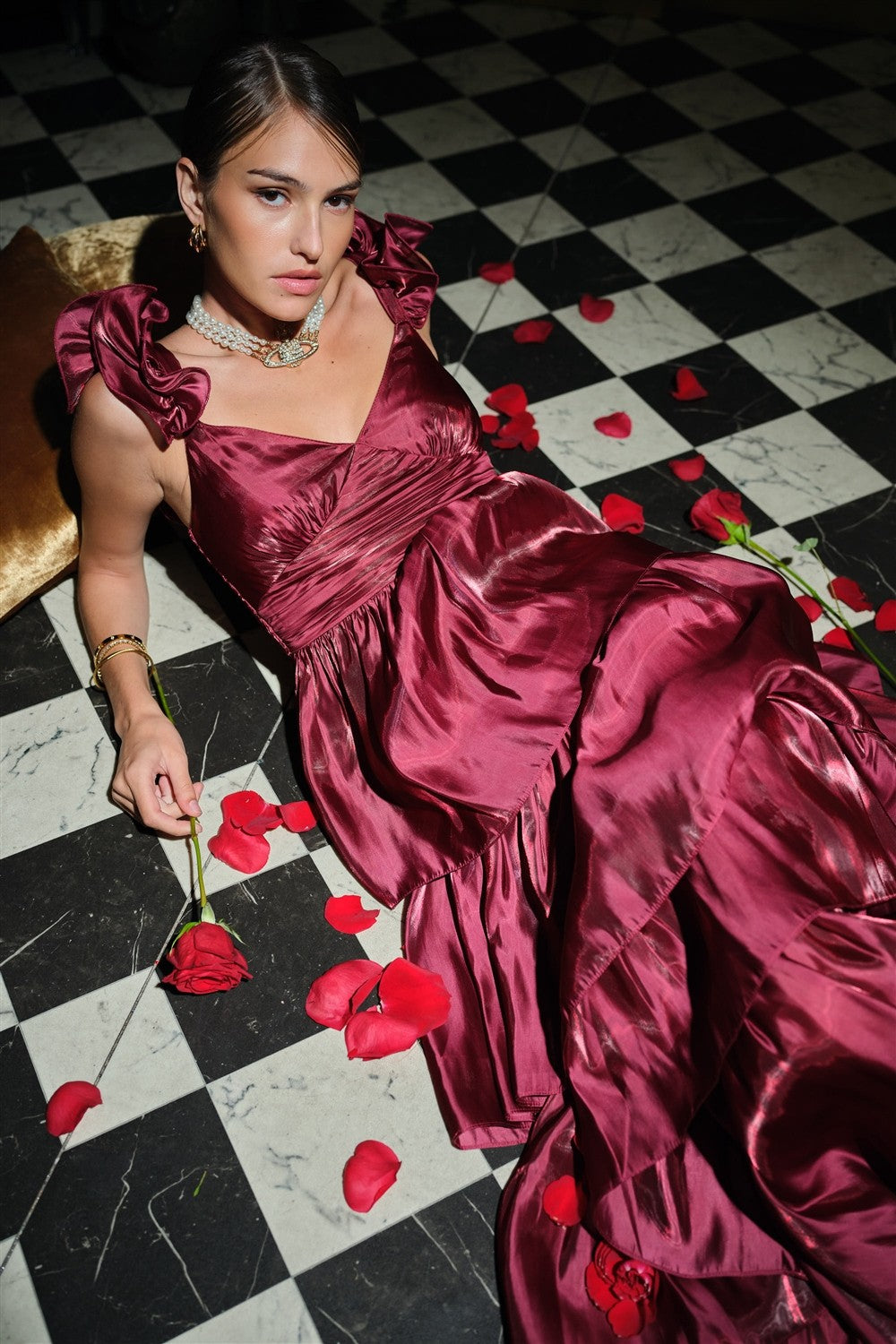 BELLE OF THE BALL BURGUNDY MAXI DRESS