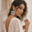 Deepa Gurnani Ari Mirror Tile Boho Floral Earrings