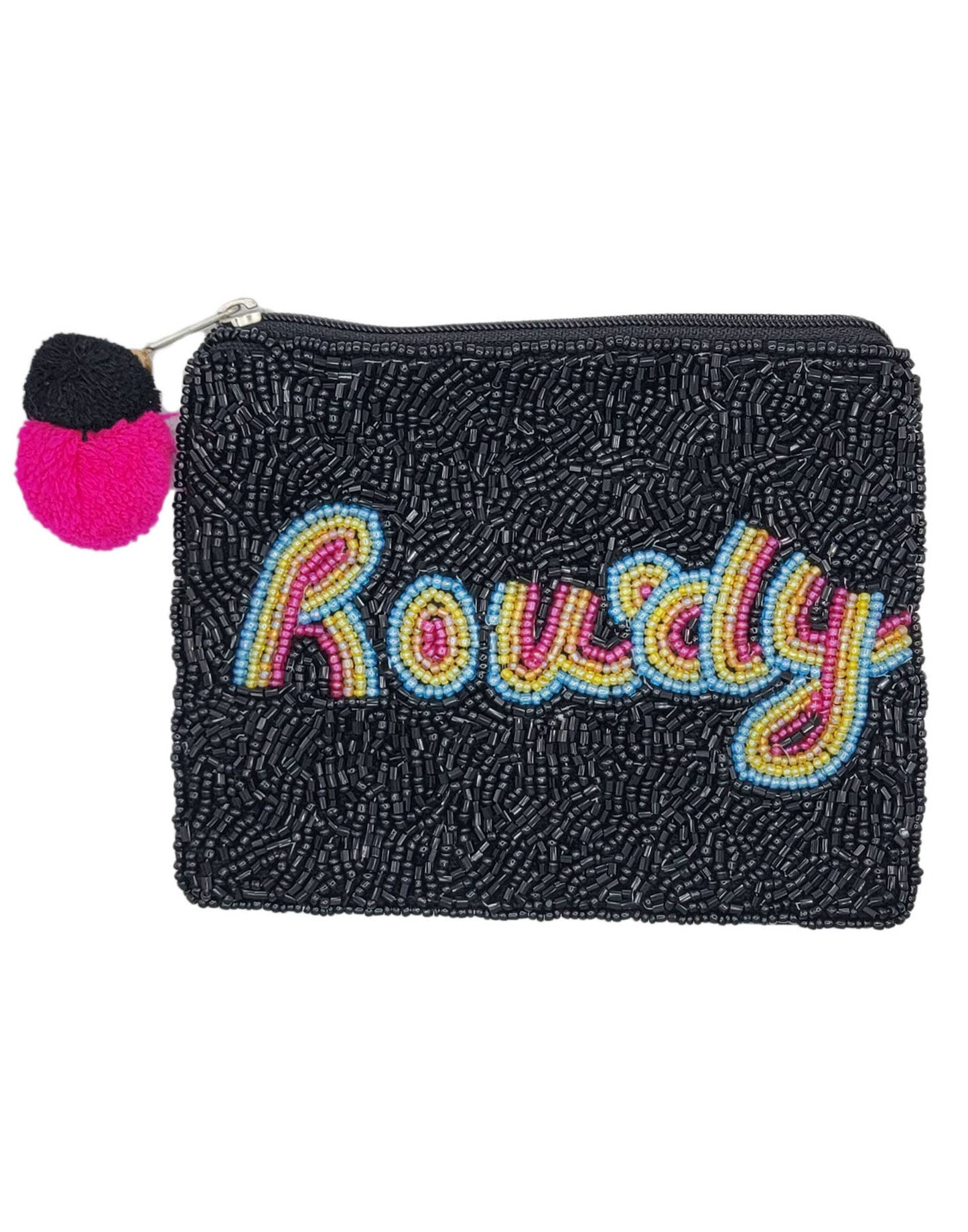 ROWDY Black Seed Beaded Storage Money Coin Pouch