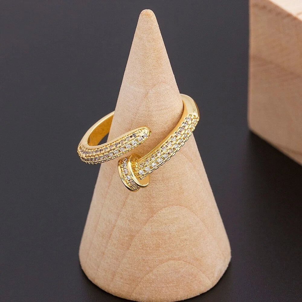 CZ Sparkle Gold Nail Wrap Ring