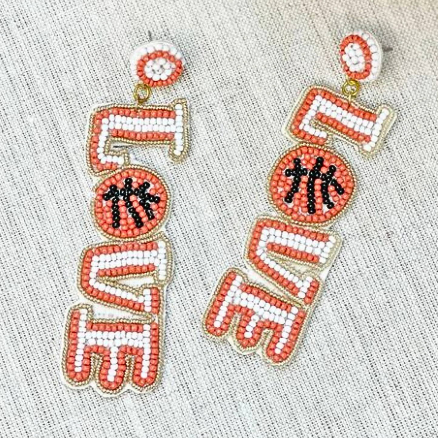 Basketball Love Theme Seed Beaded Earrings