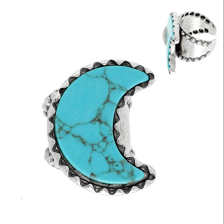 Texas Turquoise Crescent Moon Ring