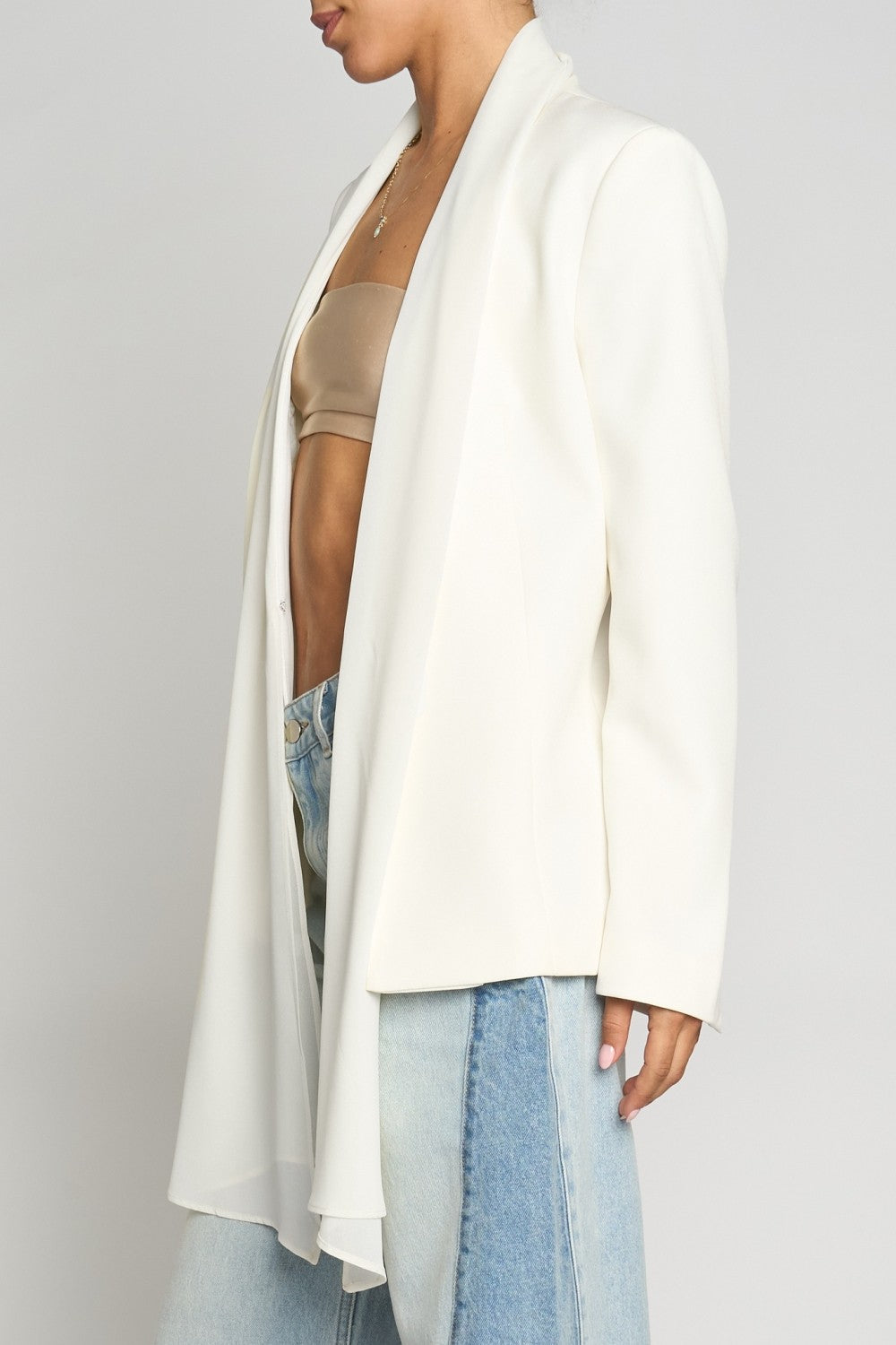 Fit To Be Tied White Blazer