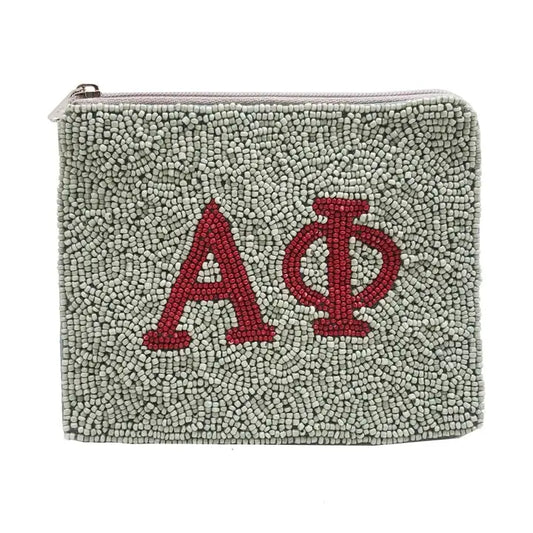 Alpha Phi Beaded Coin Purse Pouch