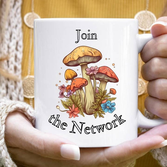 Join the Network Mushroom Cottagecore Coffee Mug