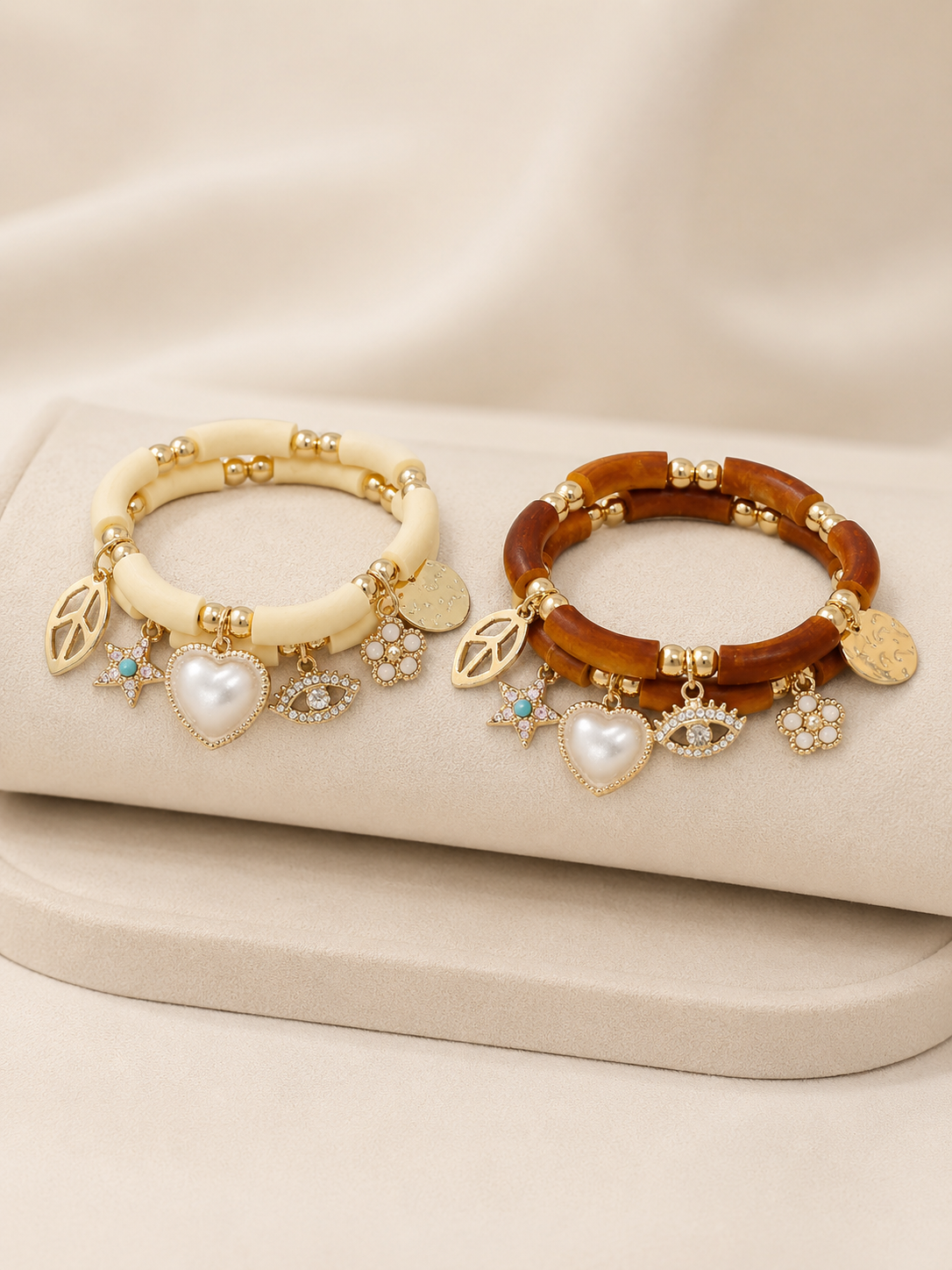 Peace and Protection Wood Bead Bracelet Set