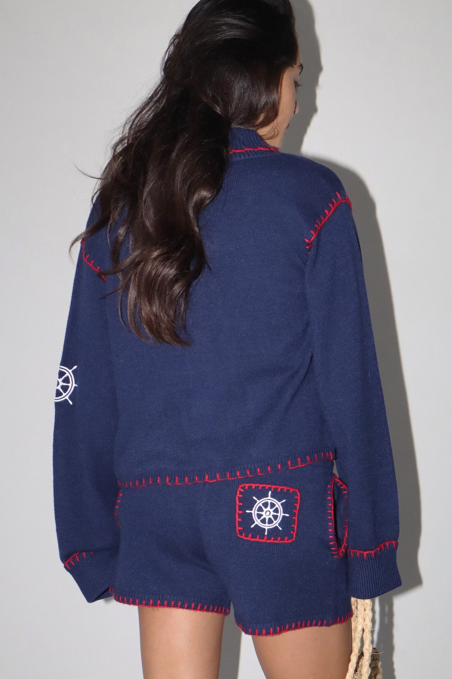 Anchors Aweigh Embroidered Patch Cardigan