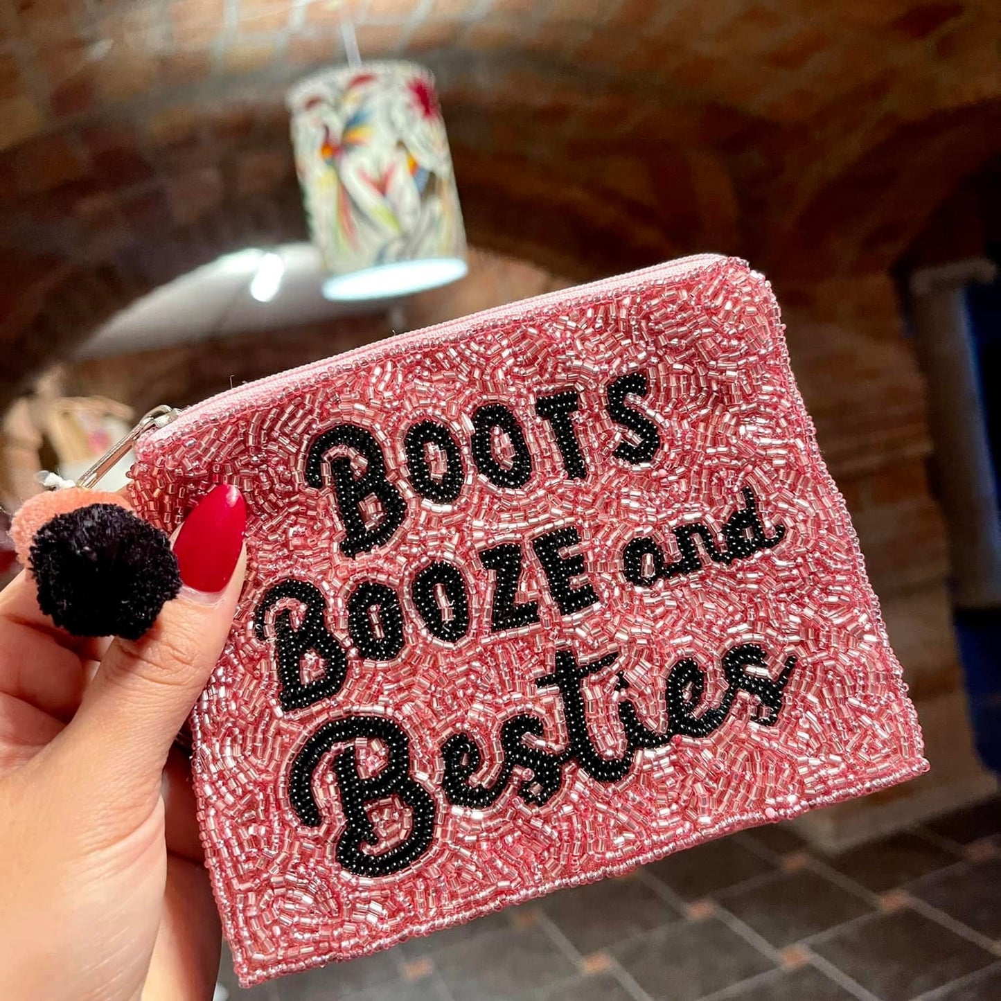 Boots Booze and Besties Western Beaded Money Pouch