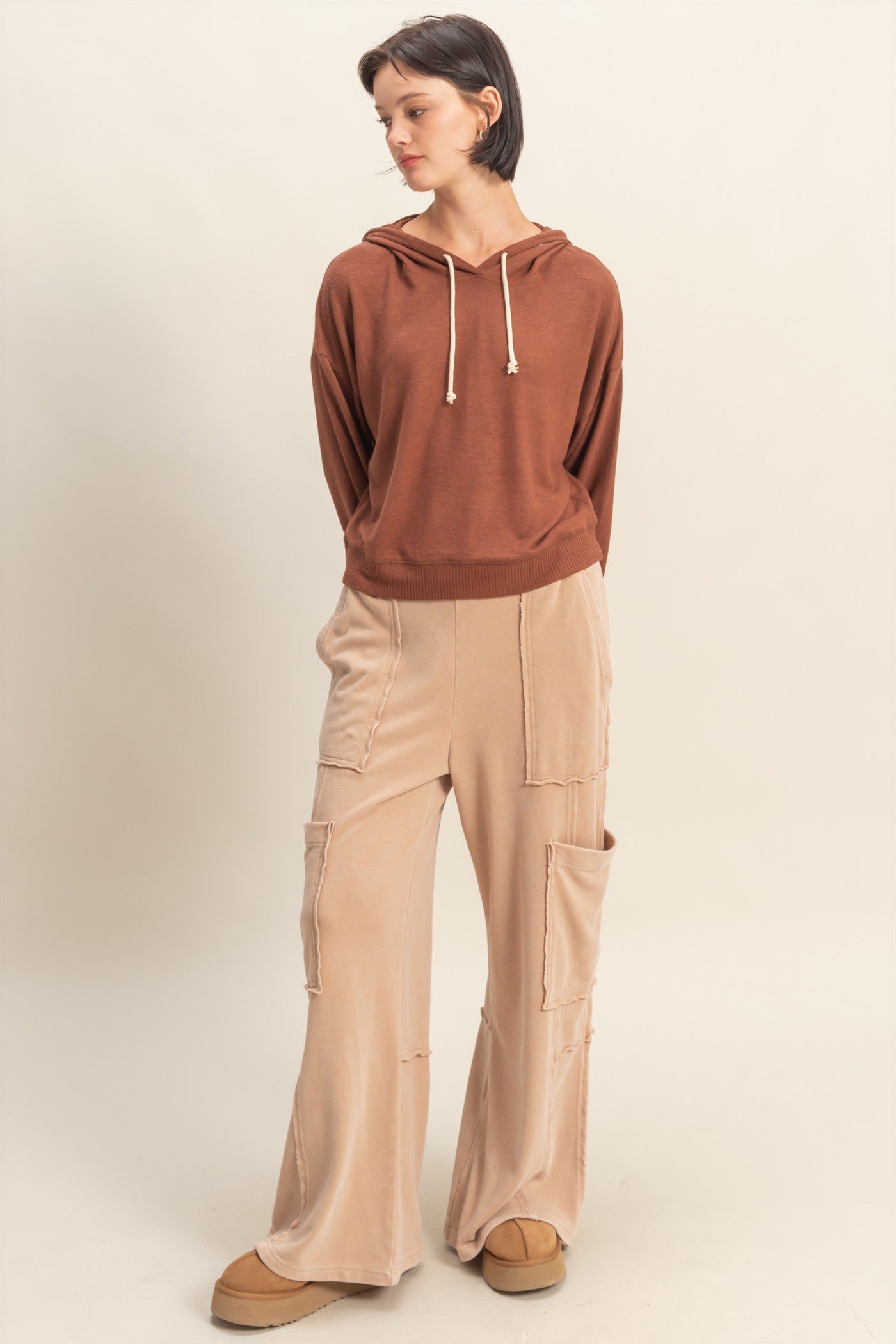 Weekend Warrior Beige Cargo Sweatpants