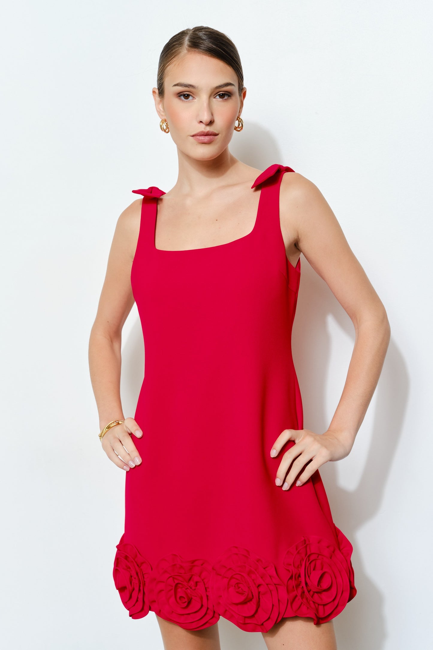 BOWS & BLOOMS RED PARTY DRESS