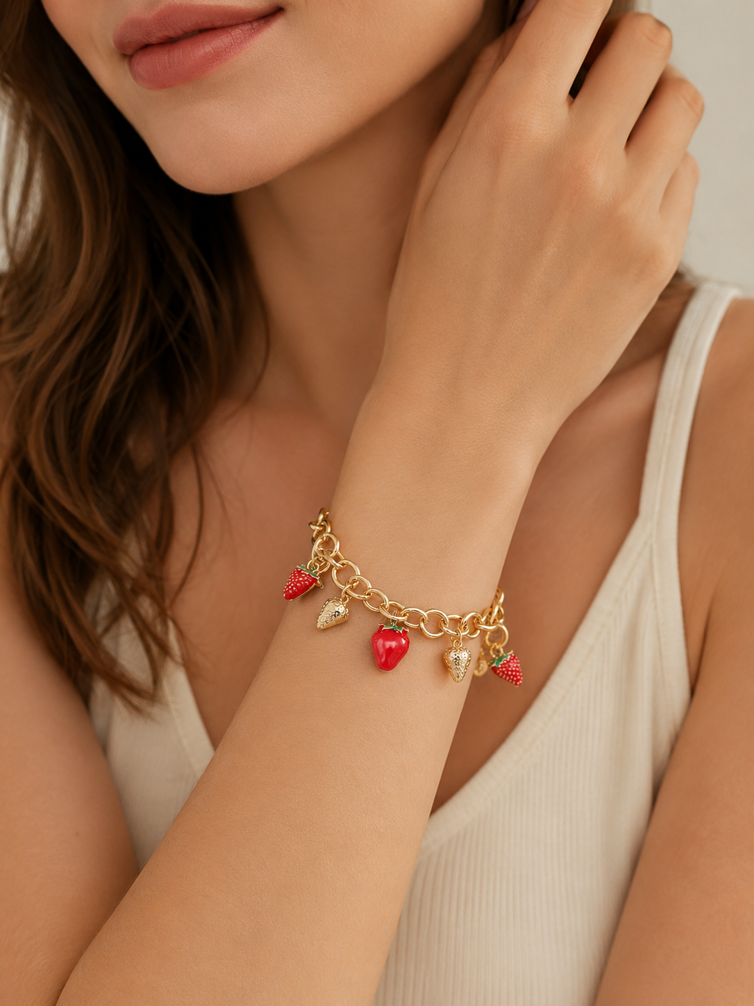 Strawberry Fields Gold Charm Bracelet