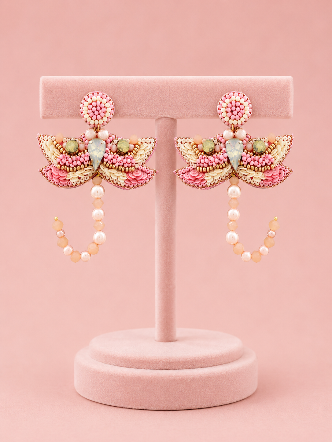 Beaded Gemstone Dragonfly Statement Earrings