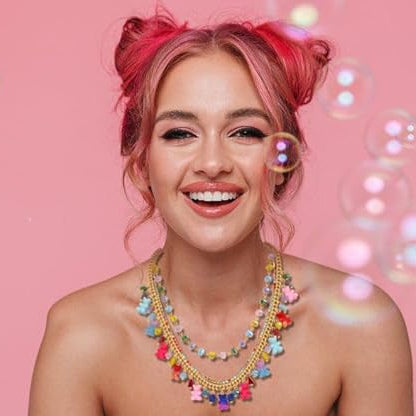 Gimme Gummy Beaded Rhinestone Charm Necklace