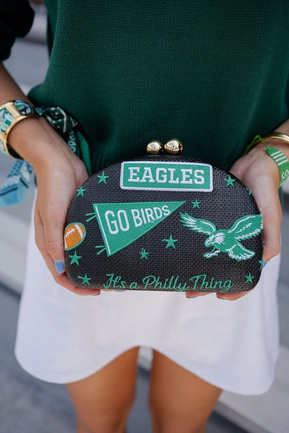 GO BIRDS Philadelphia Eagles Football Embroidered Handbag