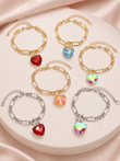 Chunky Heart Toggle Charm Bracelet