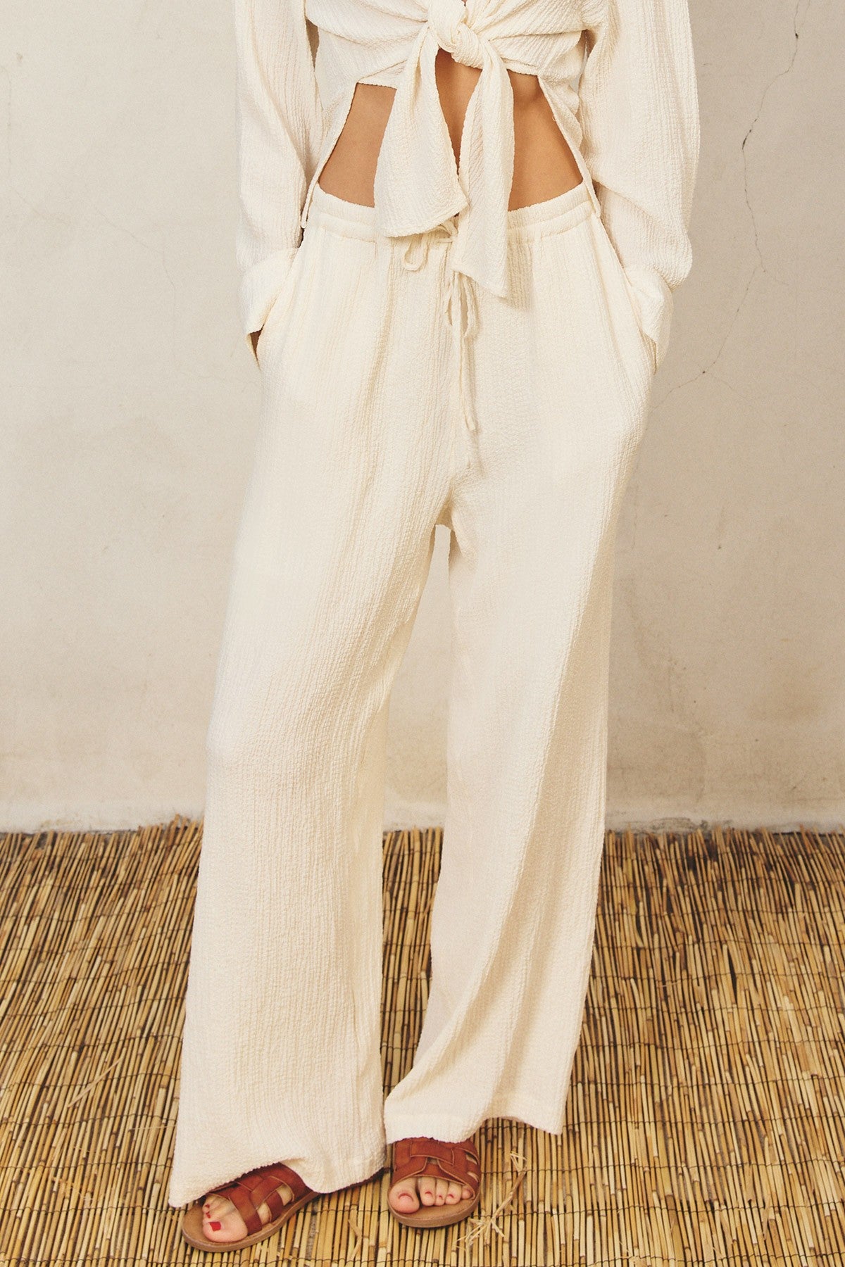 Peace Within Knot Front Top & Pull On Pants SET