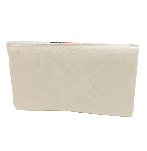 Red Green Striped White Beaded Clutch Bag