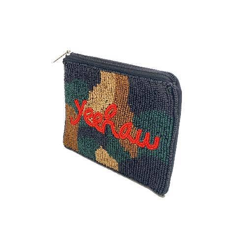 YEEHAW Camo Seed Beaded Coin Money Pouch Bag