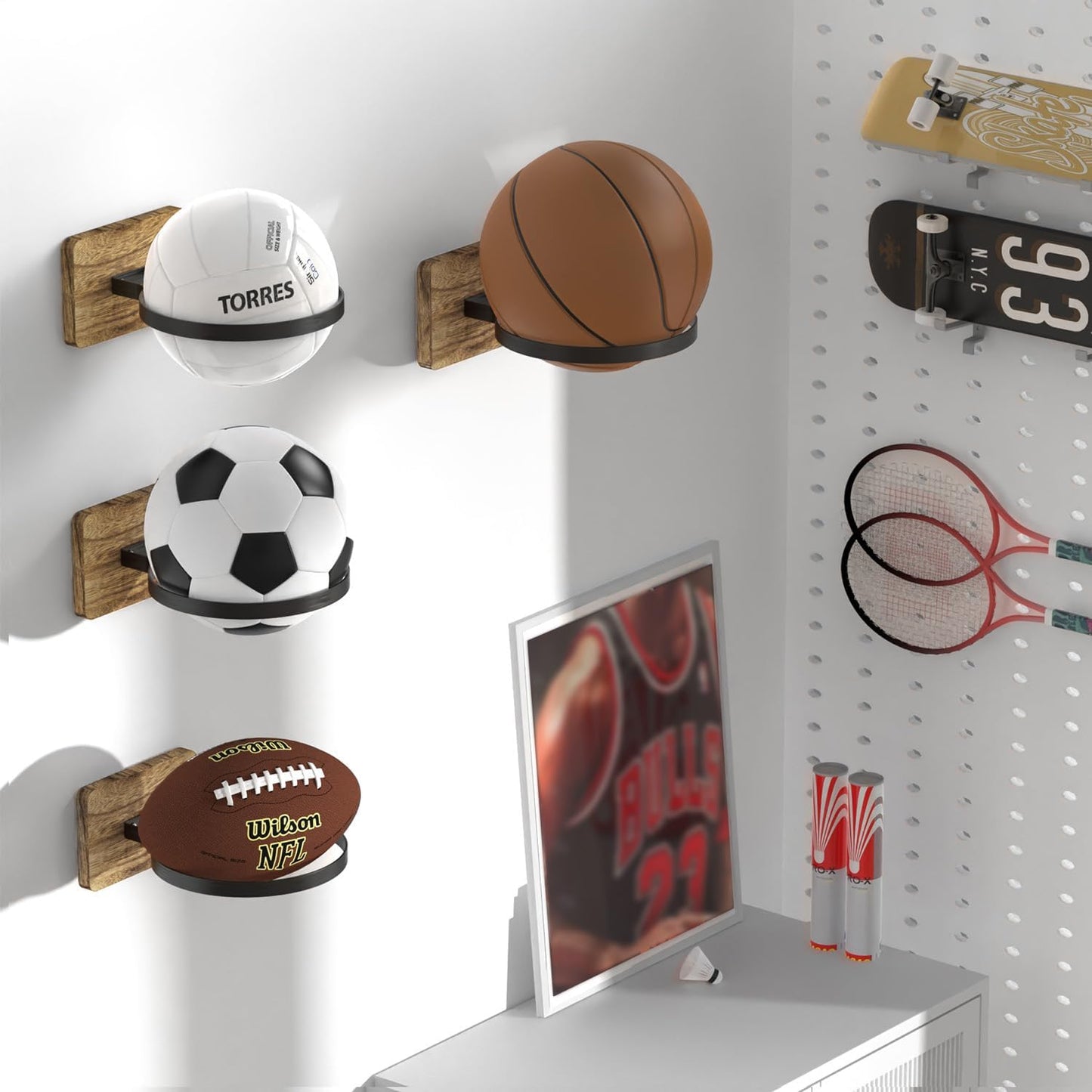 4PC Set Sports Ball Wall Storage Racks