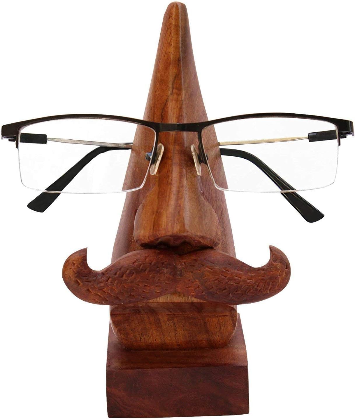 2PC Set Carved Wood Eyeglass Holder Stands