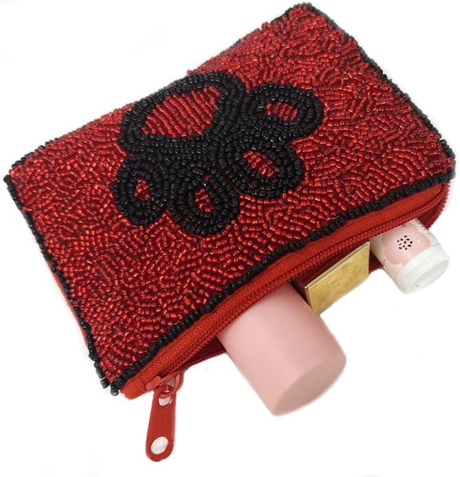 UGA Football Bulldogs Paw Beaded Storage Coin Pouch