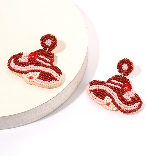 Kentucky Derby Hat Seed Beaded Earrings