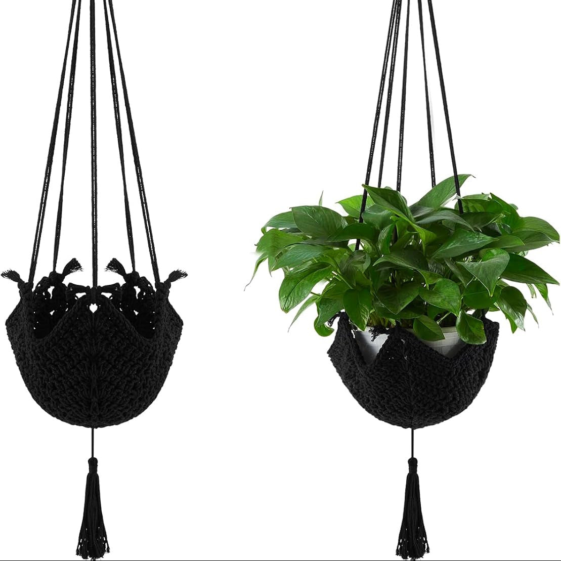 Set of 2 Woven Jute Boho Plant Hangers
