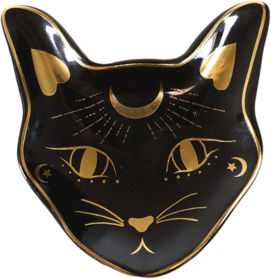 Black Cat Celestial Ceramic Trinket Dish